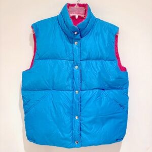 Hermans‎ Womens Size Large Reversible Vest Down Filled Puffer Snaps Pink Blue